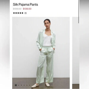 NWT 100% Silk Mint Green Checkered PJ Style Pant Size Small